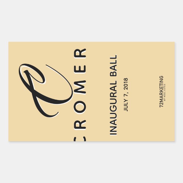 ADESIVO RETANGULAR RÓTULO DO FRASCO DE VINHO CHAMPAGNE INAUGURAL BALL (Frente)