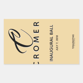 ADESIVO RETANGULAR RÓTULO DO FRASCO DE VINHO CHAMPAGNE INAUGURAL BALL