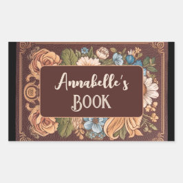 Adesivo Retangular Rótulo do Livro de Imagens Whimsical