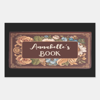 Adesivo Retangular Rótulo do Livro de Imagens Whimsical