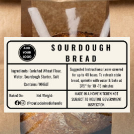 Adesivo Retangular Rótulo do Pão Sourdough Cottage Off-White Law