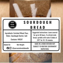 Rótulo do Pão Sourdough da Padaria White Cottage L