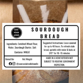 Adesivo Retangular Rótulo do Pão Sourdough da Padaria White Cottage L