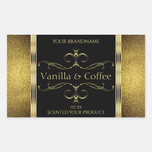 Adesivo Retangular Rótulo do Produto Bordas Douradas de Láxurido Pret (Frente)