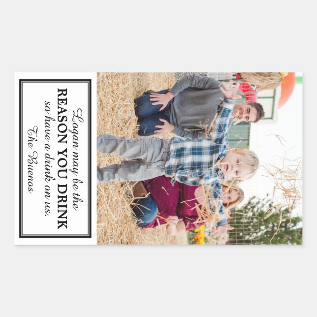 Adesivo Retangular Rótulo do vinho presente (Frente)