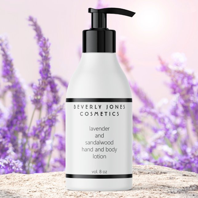 Adesivo Retangular Rótulo Elegante Mínimo de Cosméticos Branco e Pret (Criador carregado)