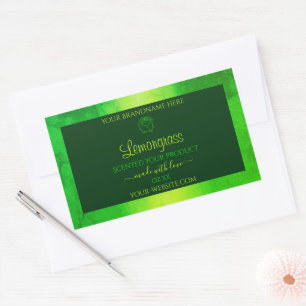 Adesivo Retangular Rótulo Floral do Padrão Verde Luminoso do Produt