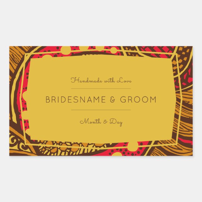 Adesivo Retangular Rótulo Global Floral do Ancara Vermelho Africano (Frente)