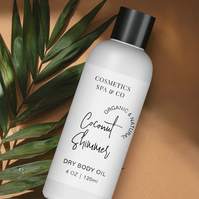 Adesivo Retangular Rótulo Mínimo do Frasco Cosmético de 4 OZ Preto Br (Modern cosmo bottle wrap around label with fully editable text & colors)