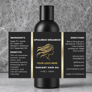 Adesivo Retangular Rótulo Mínimo Preto e Dourado de Frasco Cosmético