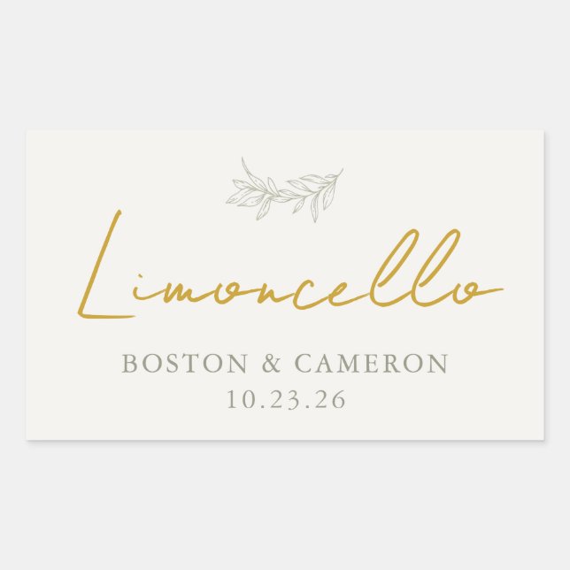 Adesivo Retangular Rótulo Personalizado de Garrafa de Limoncello para (Frente)