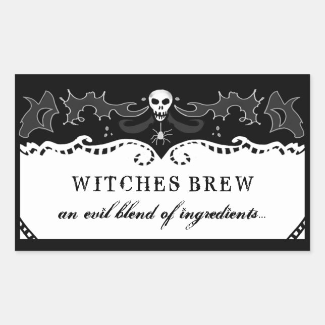 Adesivo Retangular Rótulo preto e branco do retângulo do Dia das Brux (Frente)