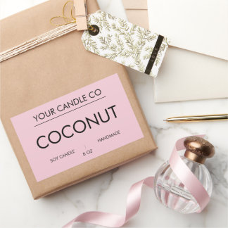 Adesivo Retangular RótuloRetânguloMinimalistaVela Rosa – Vela de Coco
