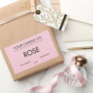 Adesivo Retangular RótuloRetânguloMinimalistaVela Rosa - Vela de Soja