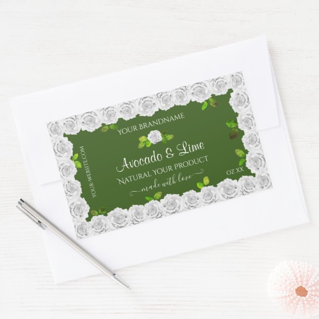 Adesivo Retangular Rótulos brancos de empacotamento de produtos verde (Envelope)