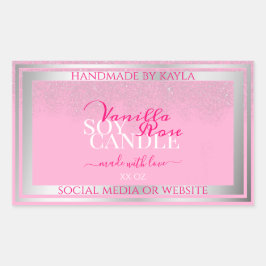 Adesivo Retangular Rótulos de empacotamento de produtos rosa e pratea