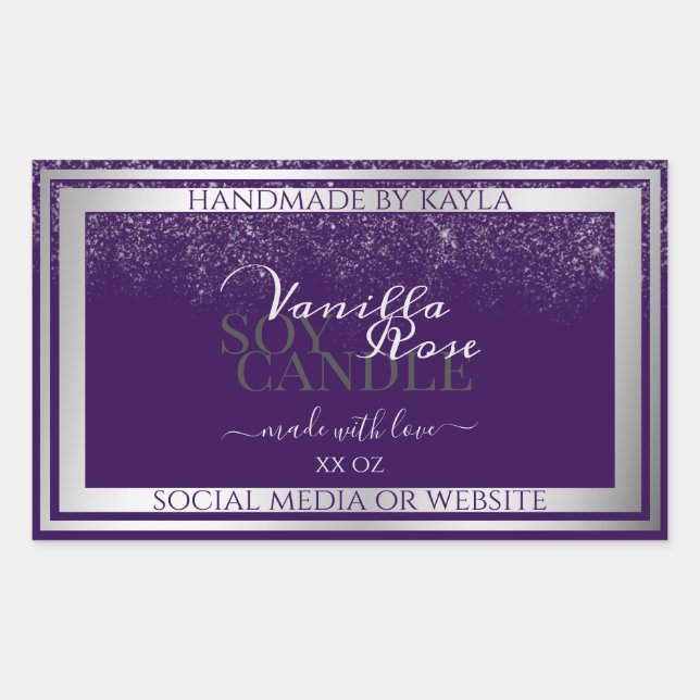 Adesivo Retangular Rótulos de empacotamento de produtos roxos moderno (Frente)