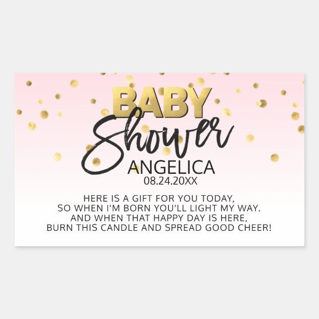 Adesivo Retangular Rótulos de Favorecimento de Velas de Chá de fralda (Frente)