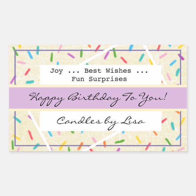 Adesivo Retangular Rótulos de Fazer de Velas Feliz de Aniversário (Frente)