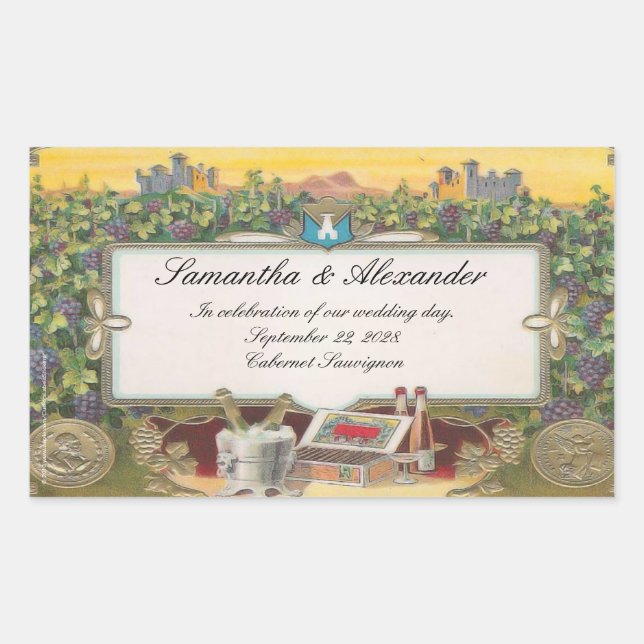 Adesivo Retangular Rótulos de Garrafas de Vinha Personalizadas (Frente)