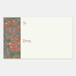 Adesivo Retangular Rótulos de Presente de Natal das Berries Vermelhas