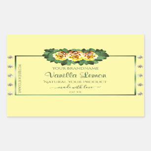 Adesivo Retangular Rótulos de produto de nata amarela Diamantes de ro