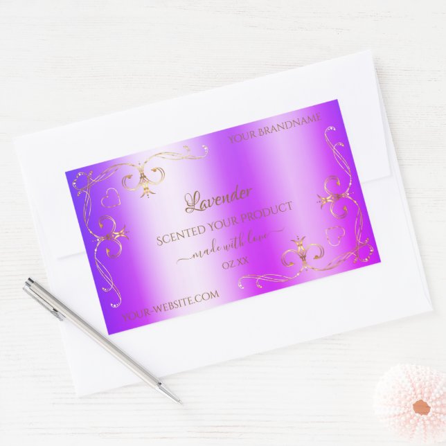 Adesivo Retangular Rótulos de produto do Ornamentado Dourado com Shim (Envelope)