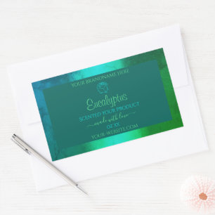 Adesivo Retangular Rótulos de Produto Padrão Verde Shimmery Teal Flor