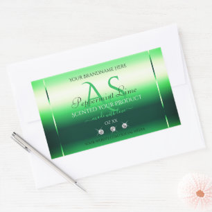 Adesivo Retangular Rótulos de produto verde Shimmery Rinostones Monog