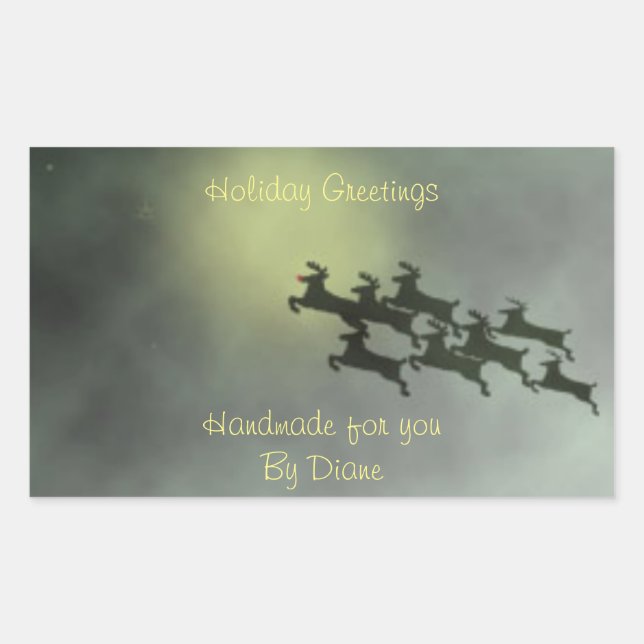 Adesivo Retangular Rótulos de Reindeer (Frente)