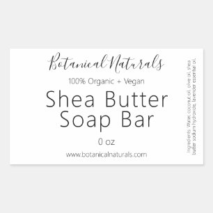 Adesivo Retangular Rótulos de sabão de manteiga feitos à mão de vegan