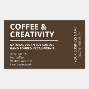 Adesivo Retangular Rótulos de Velas Castanhosas Modernas com Coffee