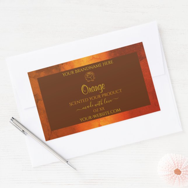 Adesivo Retangular Rótulos do produto Marble Laranja Shimmery Rosa Fl (Envelope)