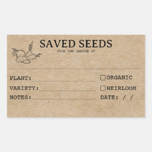 Adesivo Retangular Rótulos Rustic Heirloom Seed Packet