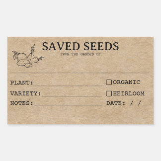 Adesivo Retangular Rótulos Rustic Heirloom Seed Packet