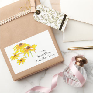 Adesivo Retangular Rótulos 'Watercolor e Caneta Black Eyed Susan'