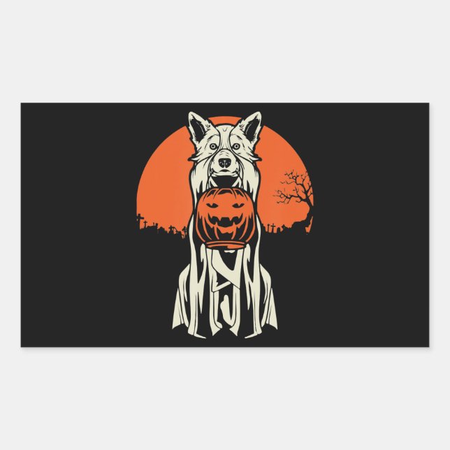 Adesivo Retangular Rouco | Rouco Halloween Engraçado Cachorro Costume (Frente)