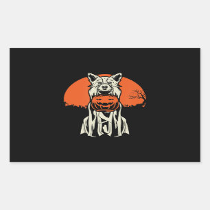 Adesivo Retangular Rouco Rouco Halloween Engraçado Cachorro Costume