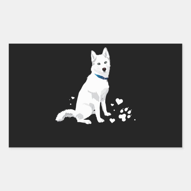 Adesivo Retangular Rouco Siberian Husky Sweet White Snow Dog (Frente)