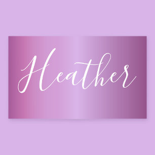 Adesivo Retangular Roxo Violeta & Letra Branca Personalizada