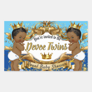 Adesivo Retangular Royal African Twin BOYS  Blue & Dourado Sparkles