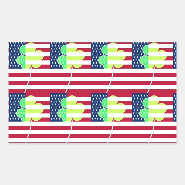 Adesivo Retangular Rua de Clover do Bandeira Irlandesa Americana Sham (Frente)