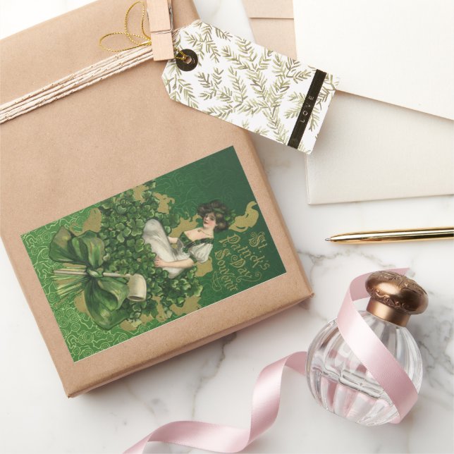 Adesivo Retangular Rua do dia de Patrick Souvenir, lass irlandês (Presentear)