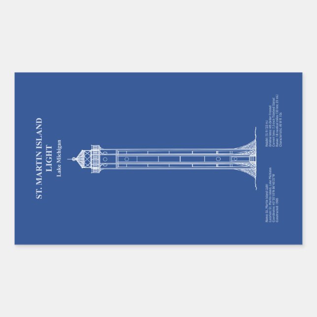 Adesivo Retangular Rua. Farol Martin Island - Michigan - AD (Frente)