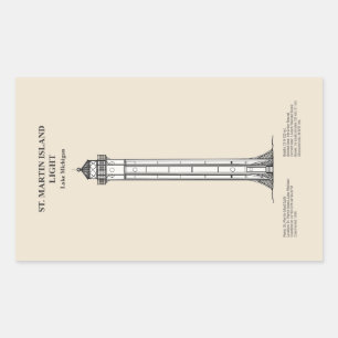 Adesivo Retangular Rua. Farol Martin Island - Michigan - SBD