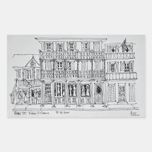 Adesivo Retangular Rua Royal, French Quarter | Nova Orleans (Frente)