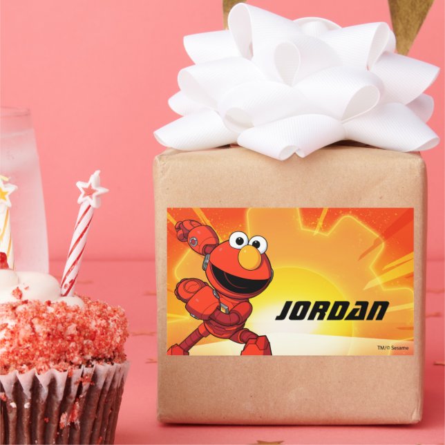 Adesivo Retangular Rua Sésamo | Mecha Builders Elmo (Festa)