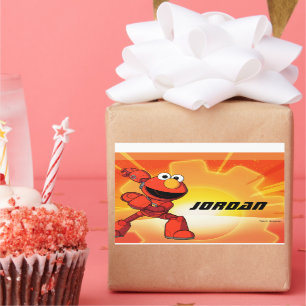 Adesivo Retangular Rua Sésamo   Mecha Builders Elmo