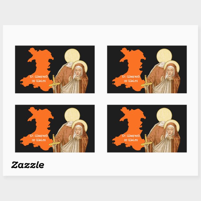 Adesivo Retangular Rua. Winifred of Wales (P 002) (Folha)