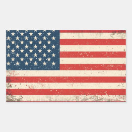 Adesivo Retangular Rugged Distressed Flag Patriotic Rectangle Vinyl D